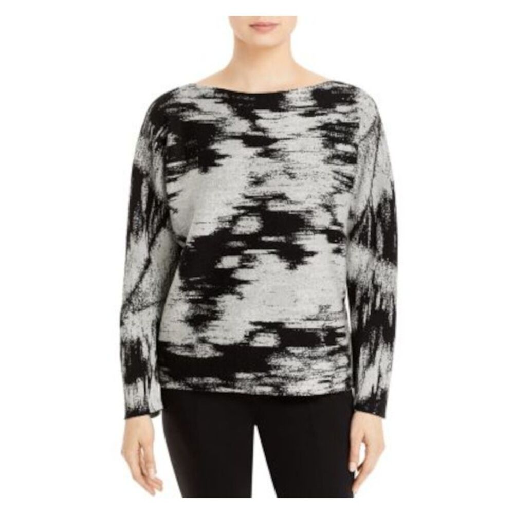 LAFAYETTE 148 NEW YORK Womens Gray Stretch Knit Long Sleeve Boat Neck Sweater S